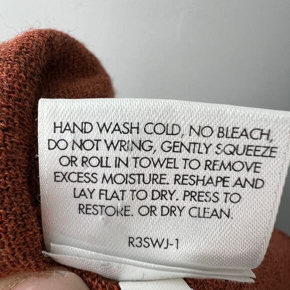 EILEEN FISHER Rust Wool Open Front Cardigan Wrap Pocket Long Sleeve Sweater M? - Picture 9 of 9